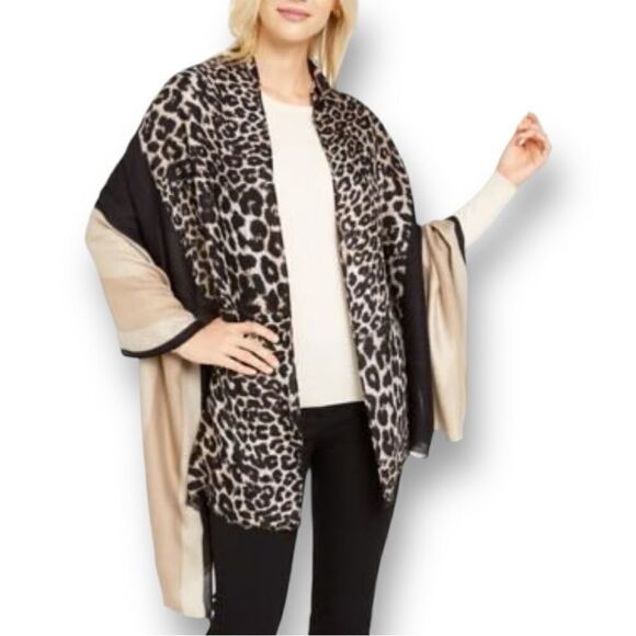 Calvin Klein Accessories - Calvin Klein Women's Colorblock Leopard Print Pashmina Scarf 70X27”